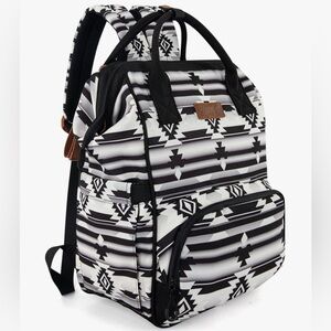 Wrangler Black and White Geometric Print Diaper Bag
